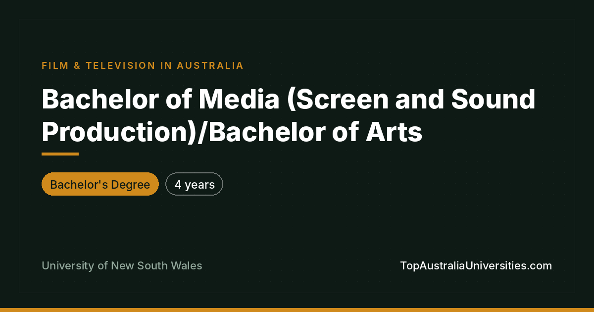 Bachelor of Media/Arts at UNSW – Screen, Sound & Arts