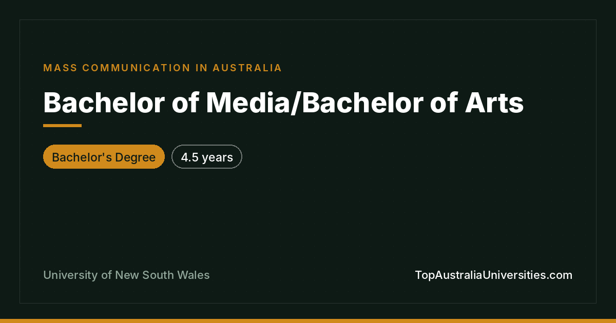 Bachelor of Media/Arts – UNSW Sydney
