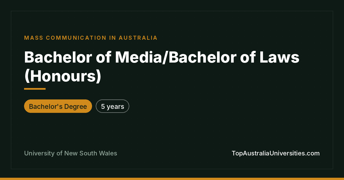 Bachelor of Media/Laws (Honours) at UNSW Sydney