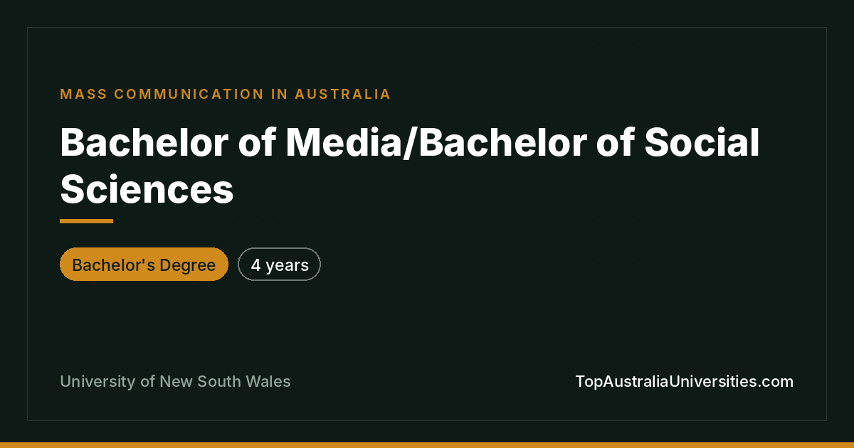 UNSW Bachelor of Media/Bachelor of Social Sciences