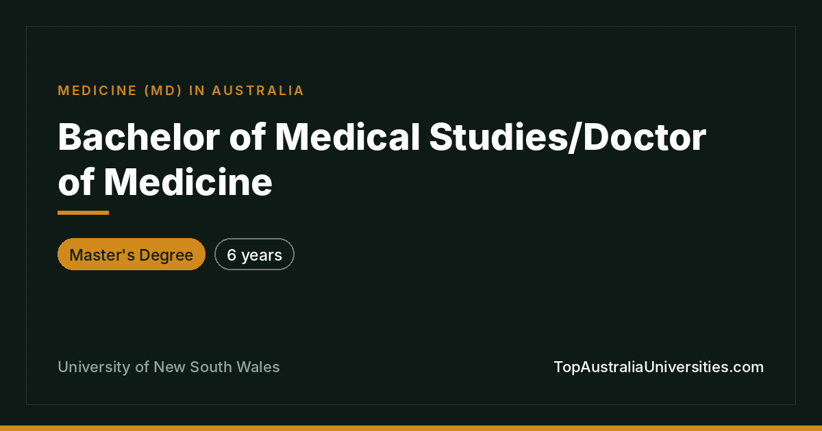 Bachelor of Medical Studies/Doctor of Medicine at UNSW