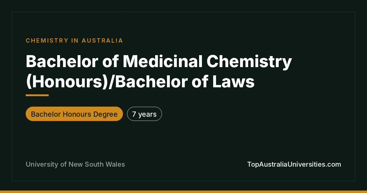 Bachelor of Medicinal Chemistry (Honours)/Law – UNSW Sydney