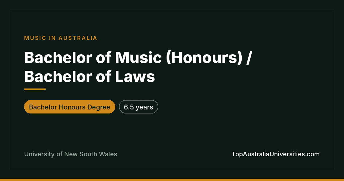 Bachelor of Music (Honours)/Bachelor of Laws – UNSW Sydney