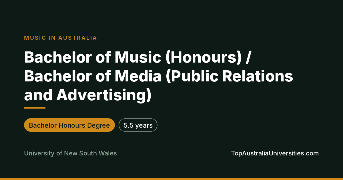 Bachelor of Music (Hons) / Media (PR & Advertising)