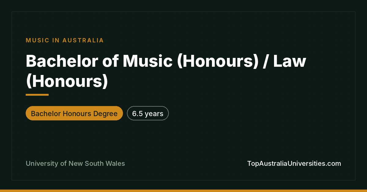 Bachelor of Music (Honours)/Law (Honours) at UNSW