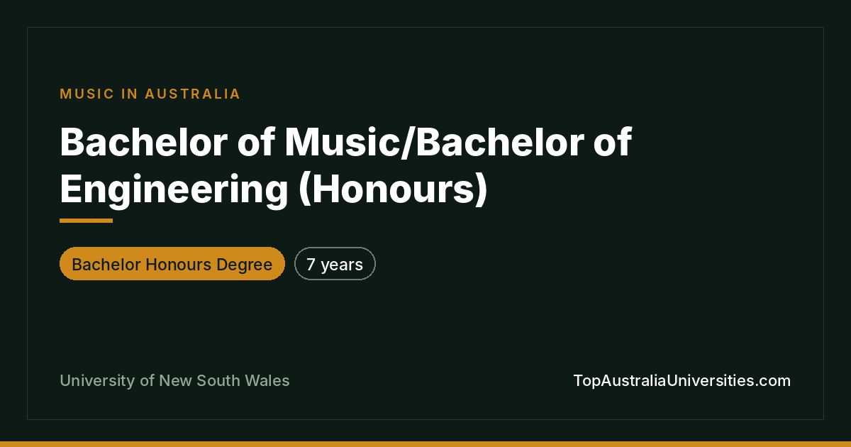 Bachelor of Music/Engineering (Honours) | UNSW Sydney