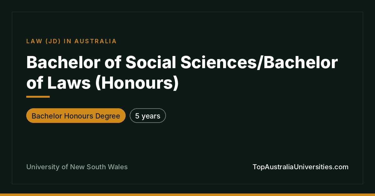 Bachelor of Social Sciences/Laws (Honours) | UNSW Sydney