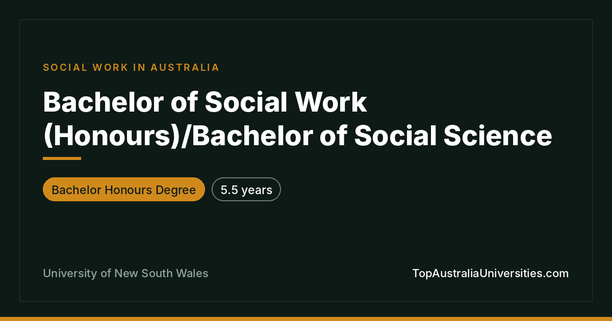 Bachelor of Social Work (Hons)/Soc Sci at UNSW Sydney