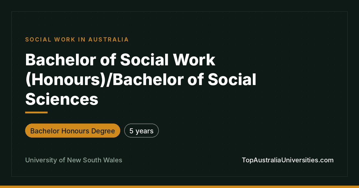 Bachelor of Social Work (Honours)/Social Sciences | UNSW