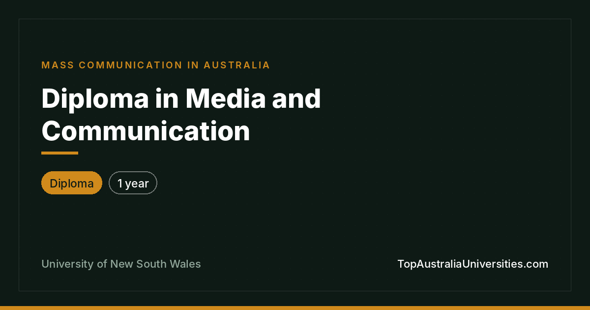 Diploma in Media and Communication | UNSW Sydney