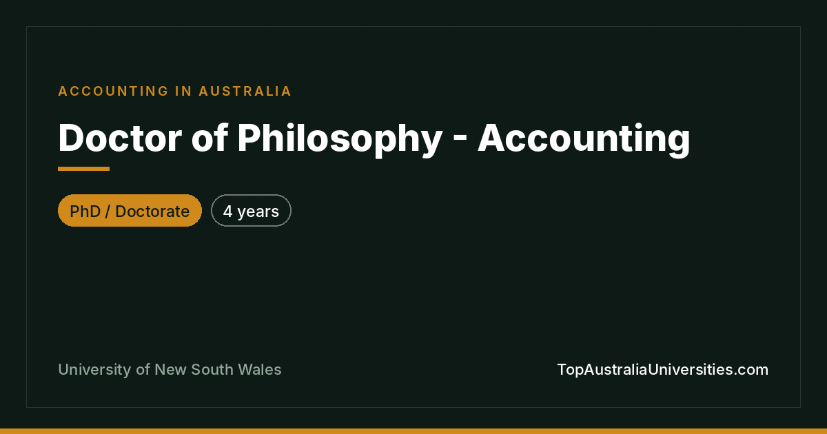 PhD in Accounting at UNSW Sydney