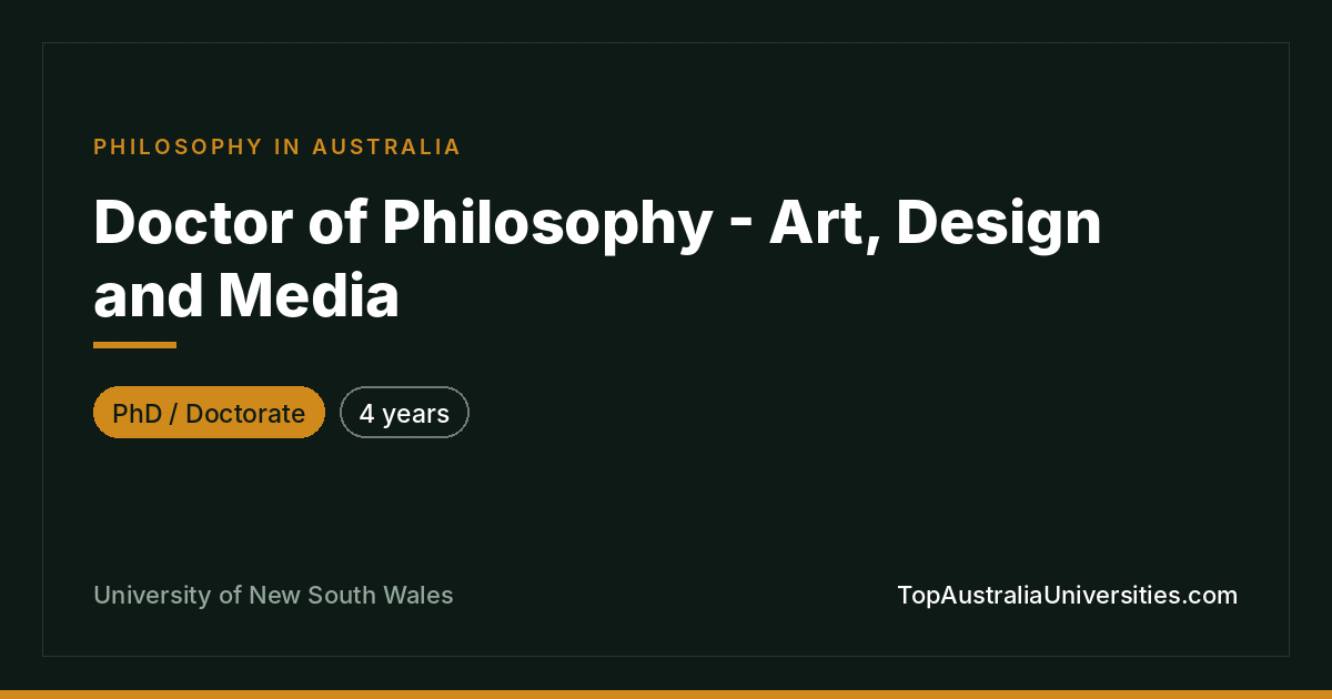 PhD in Art, Design and Media – UNSW Sydney