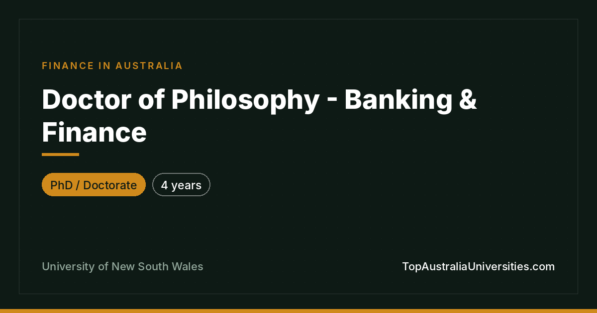 PhD in Banking & Finance at UNSW Sydney