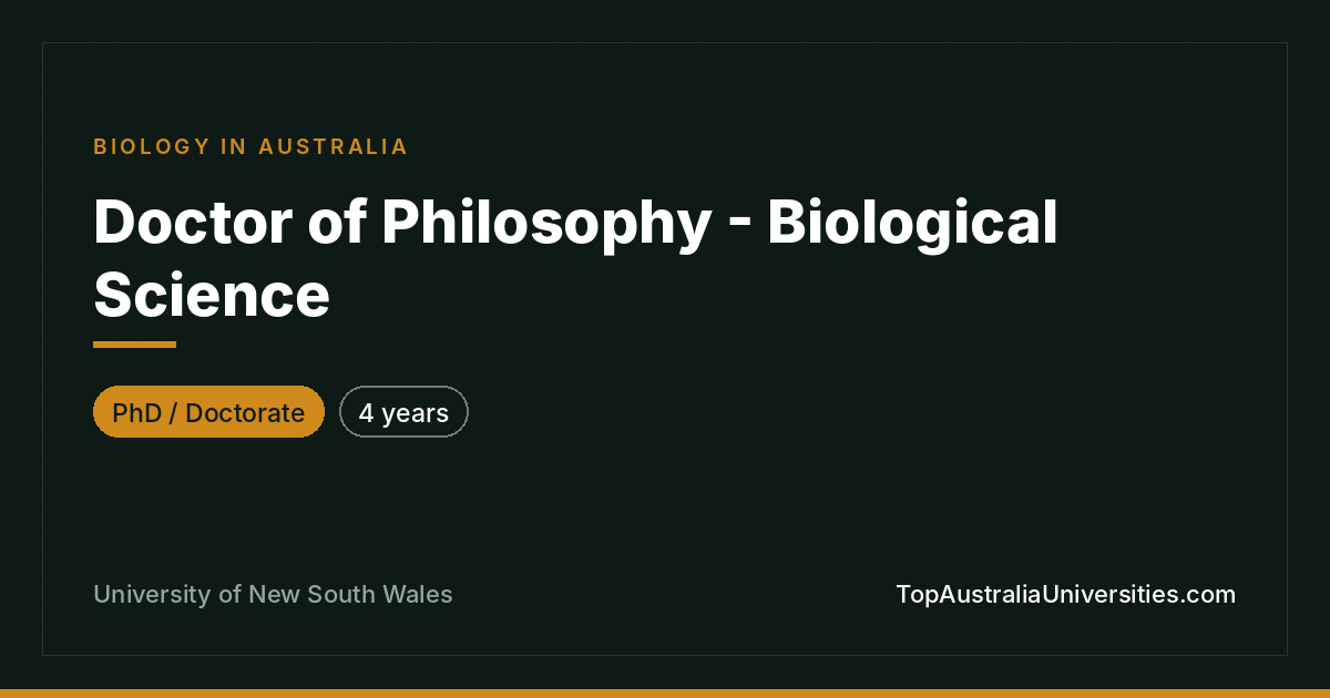 PhD in Biological Science – UNSW Sydney