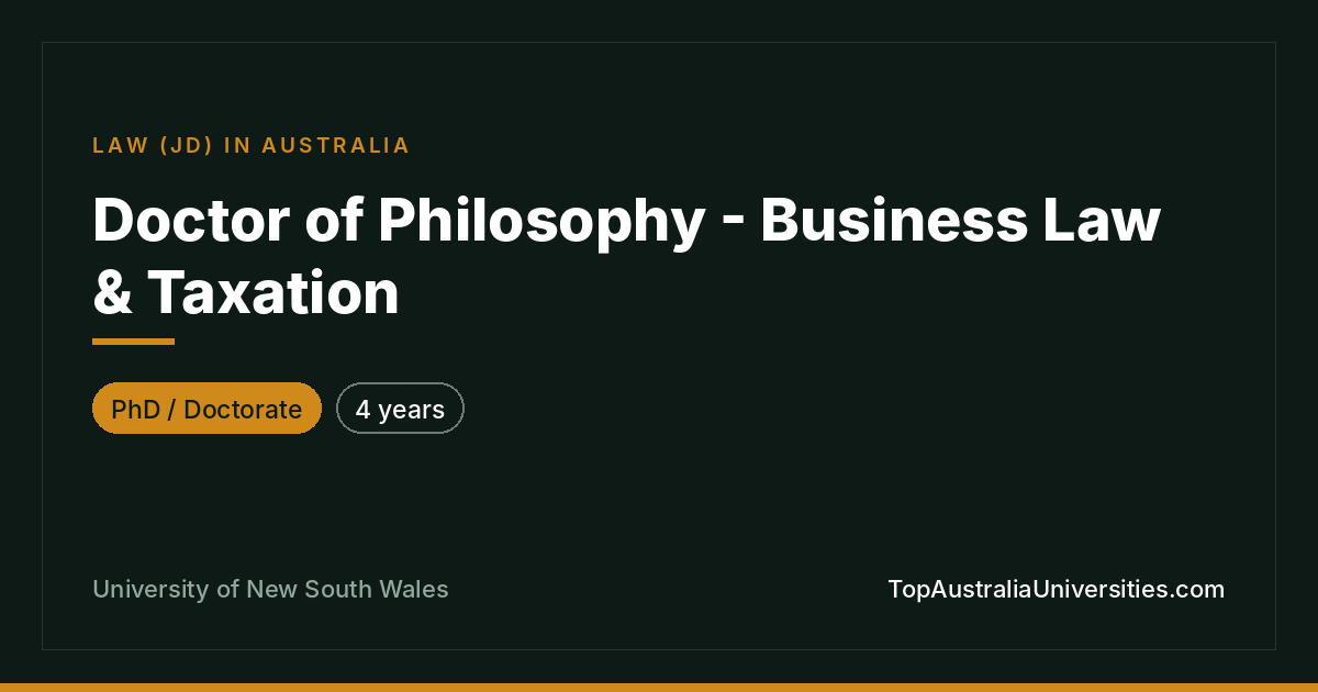 PhD in Business Law & Taxation – UNSW Sydney