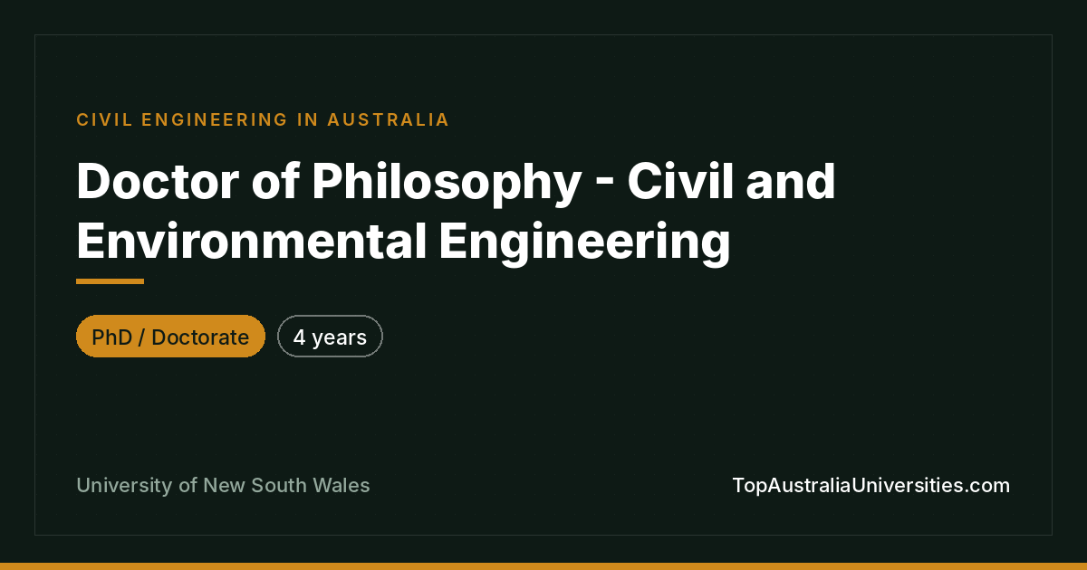 PhD Civil & Environmental Engineering – UNSW Sydney