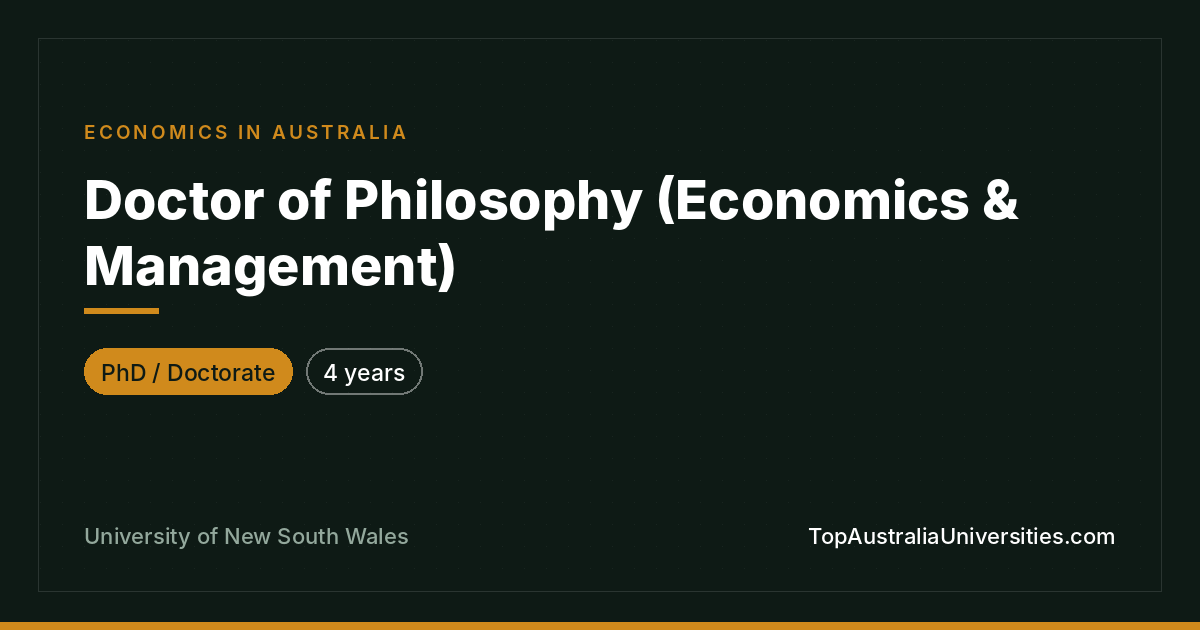 PhD in Economics & Management – UNSW Sydney