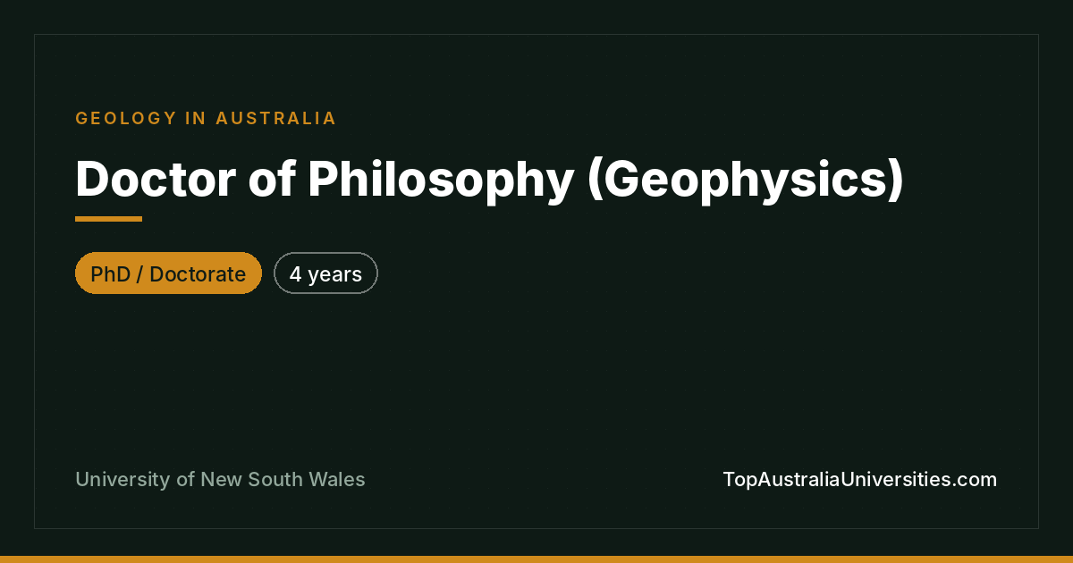 PhD in Geophysics – UNSW Sydney