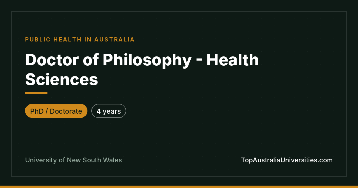 PhD in Health Sciences – UNSW Sydney