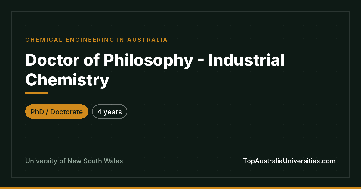 PhD in Industrial Chemistry – UNSW Sydney