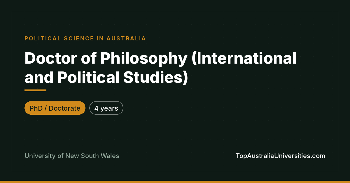 PhD in International & Political Studies | UNSW Sydney