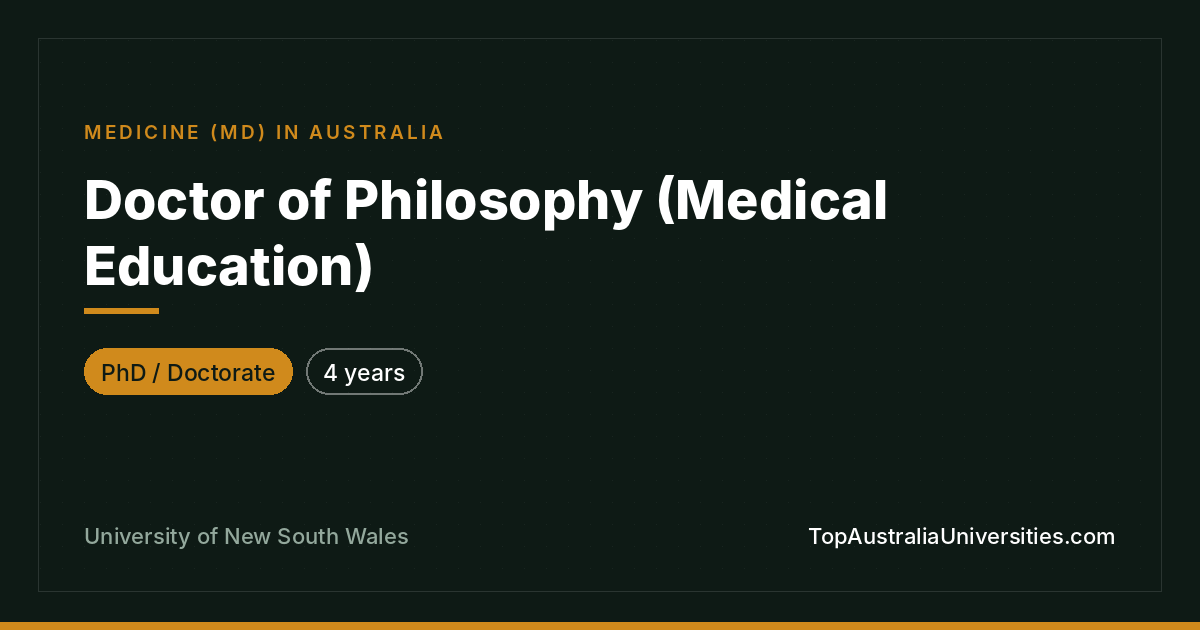 Doctor of Philosophy (Medical Education) at UNSW