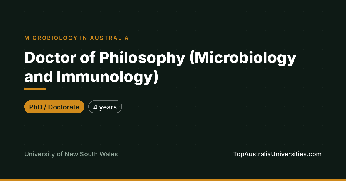 PhD (Microbiology & Immunology) – UNSW Sydney