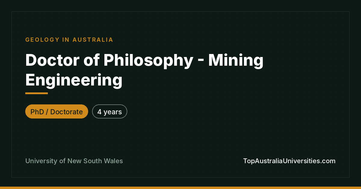 PhD in Mining Engineering at UNSW Sydney