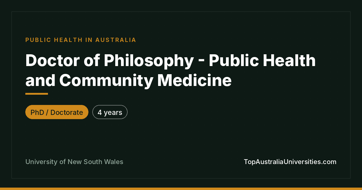 PhD in Public Health – UNSW Sydney