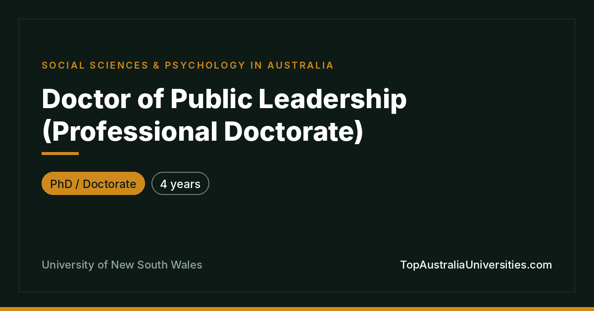 Doctor of Public Leadership | UNSW Sydney