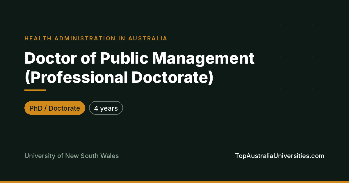 Doctor of Public Management at UNSW Sydney