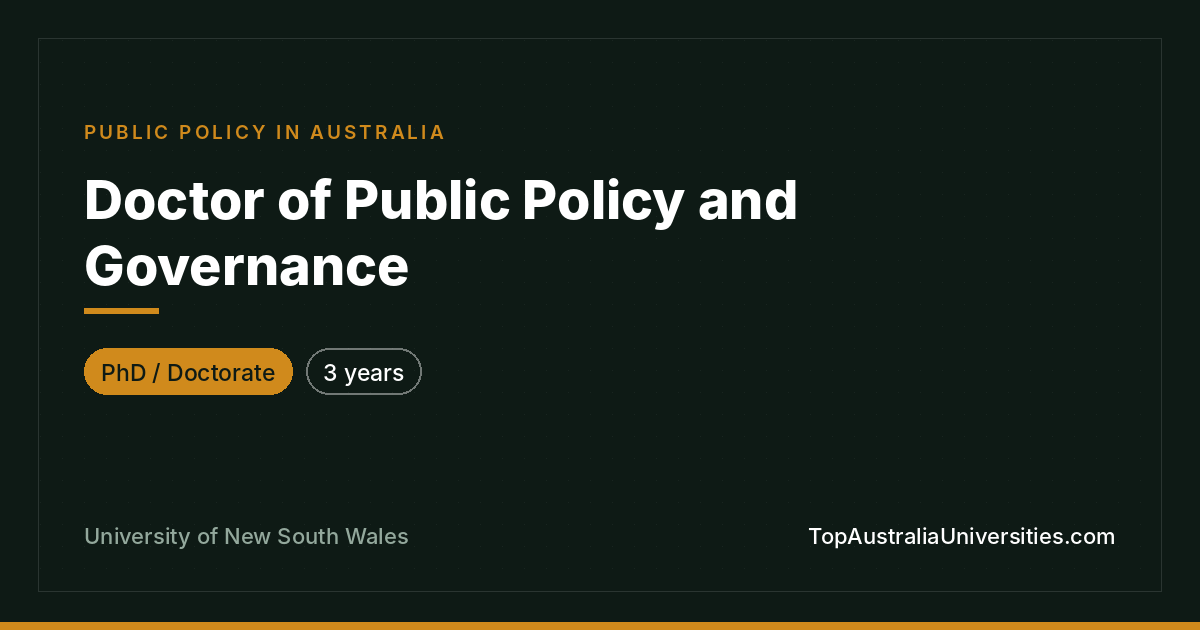 Doctor of Public Policy and Governance | UNSW Sydney