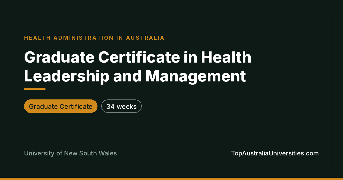 Graduate Certificate in Health Leadership UNSW
