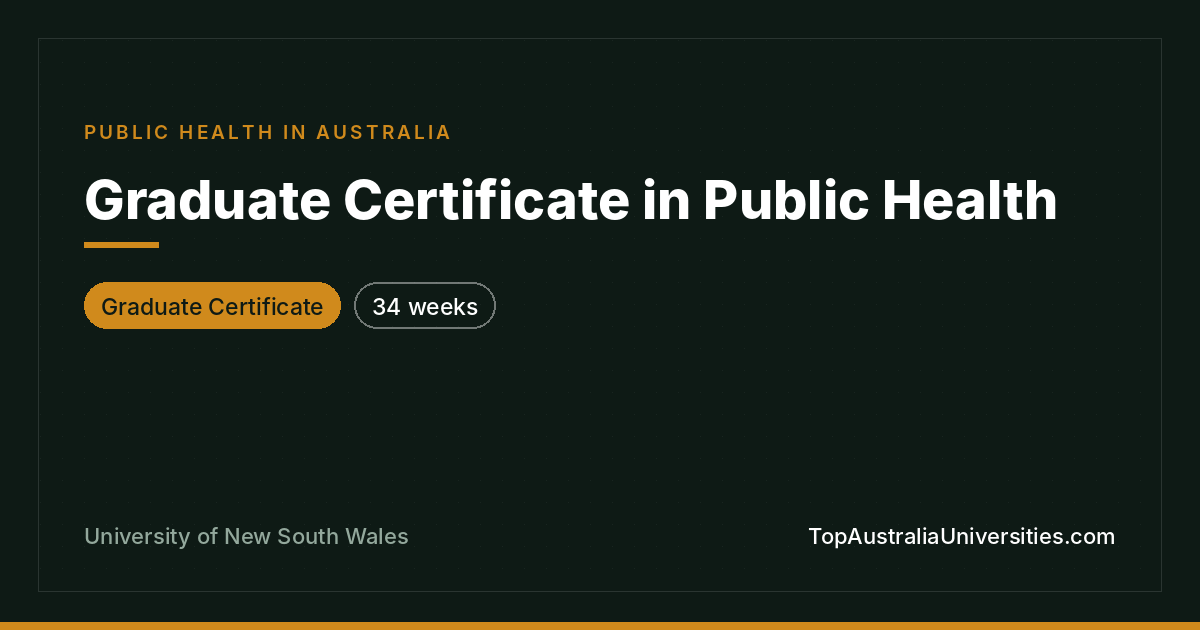 Graduate Certificate in Public Health | UNSW Sydney