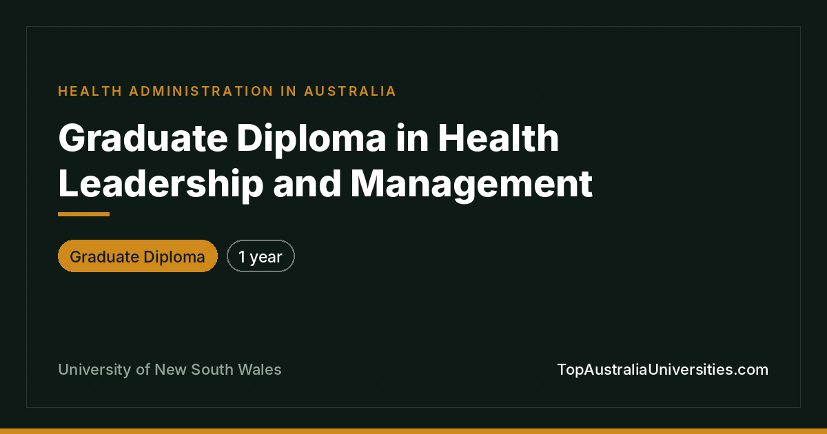 Graduate Diploma in Health Leadership & Management | UNSW