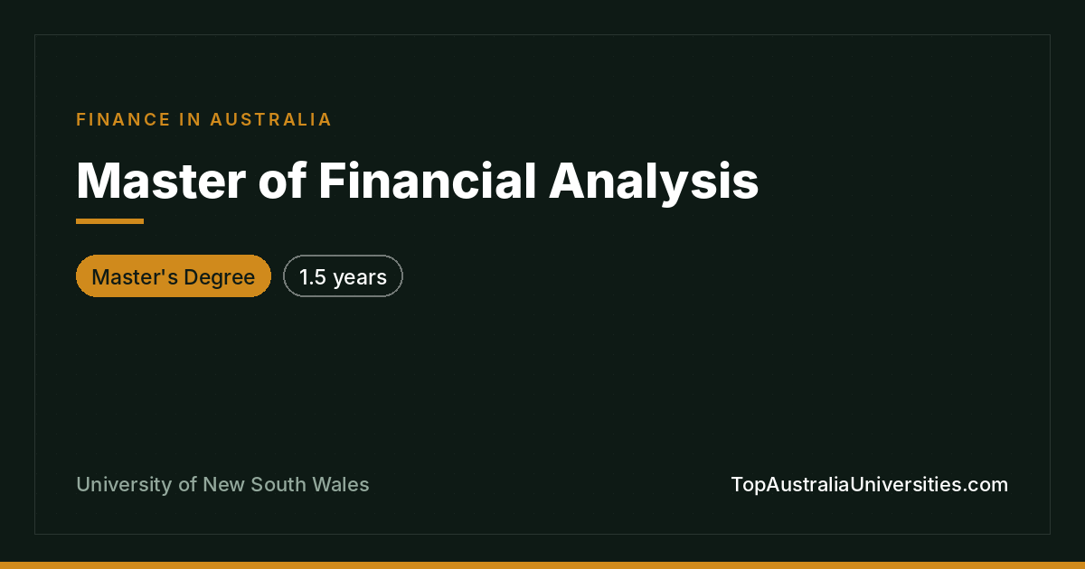 Master of Financial Analysis at UNSW, Sydney