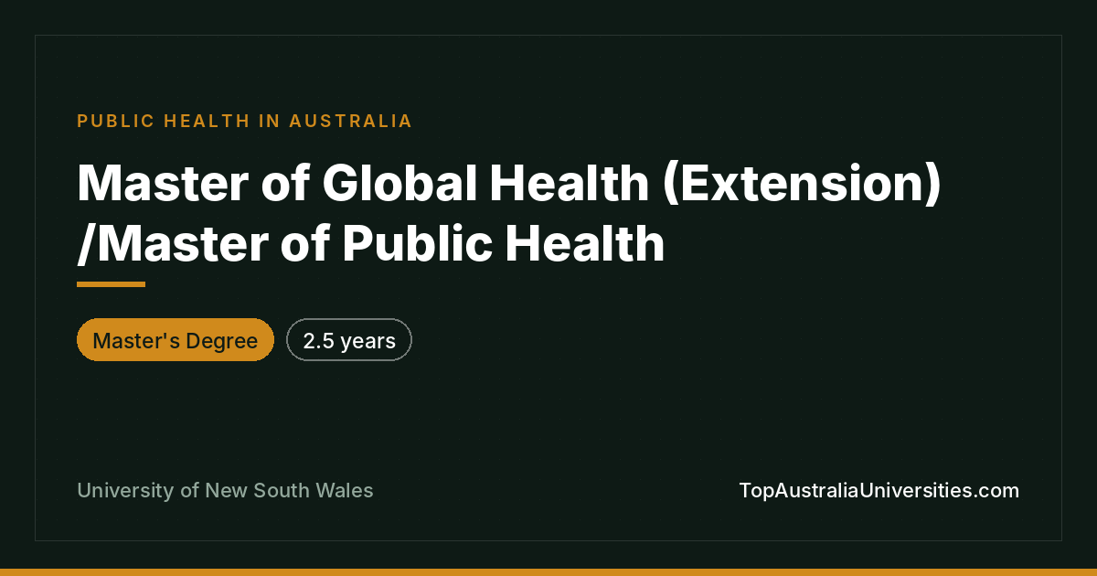 UNSW Master of Global Health (Extension)/Public Health