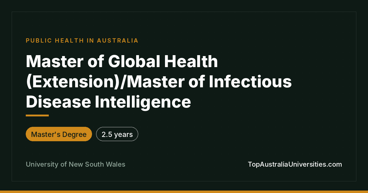 Master of Global Health/Infectious Disease Intelligence UNSW