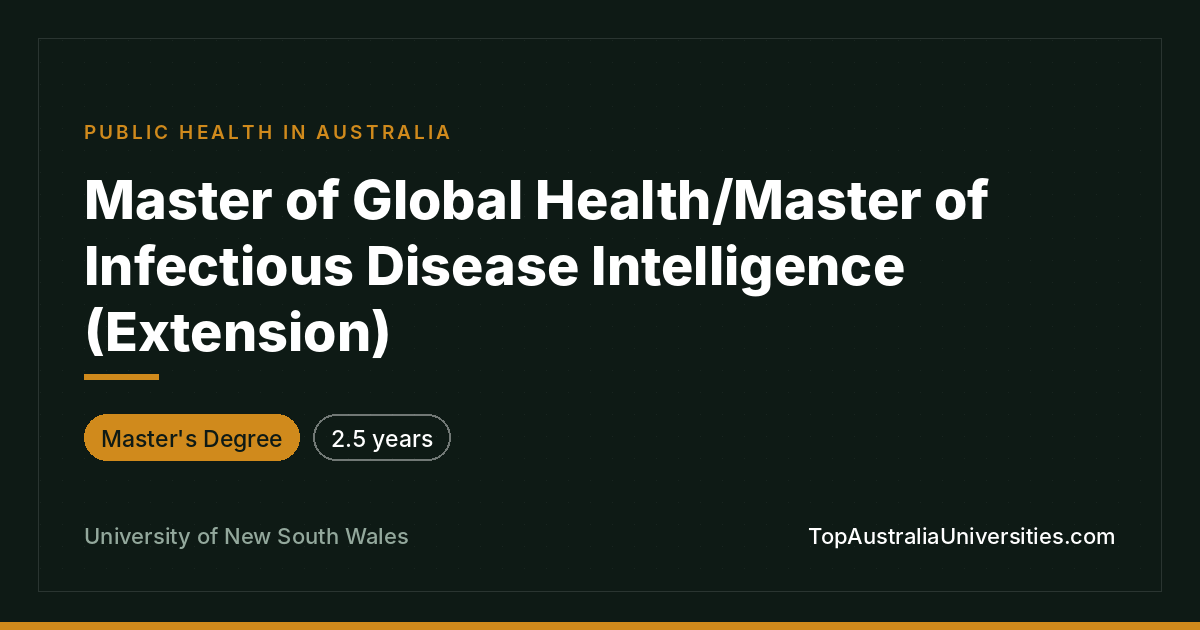 Master of Global Health/Infectious Disease Intelligence UNSW