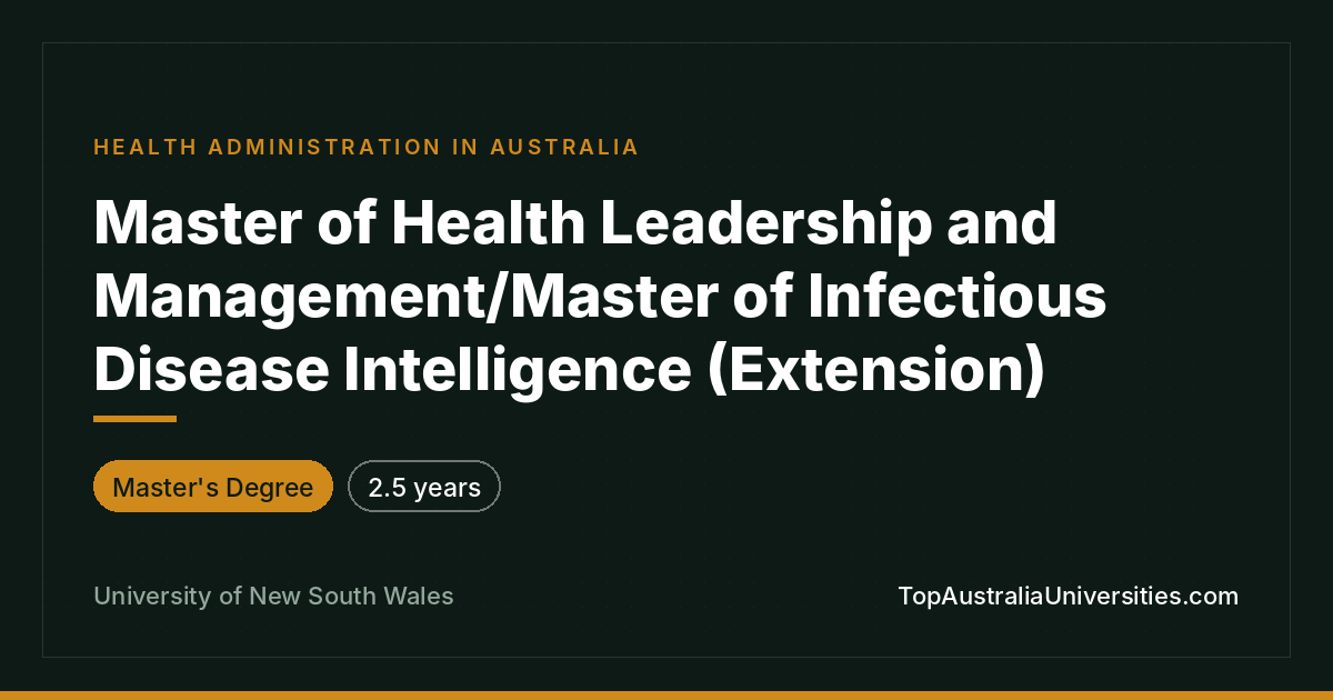 Master of Health Leadership & Infectious Disease | UNSW
