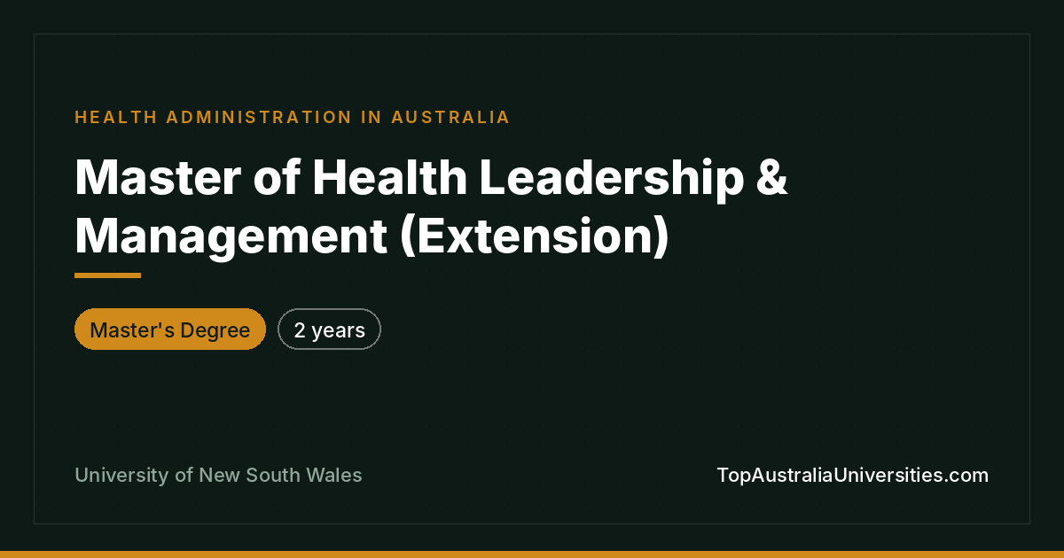 Master of Health Leadership & Management (Extension) UNSW