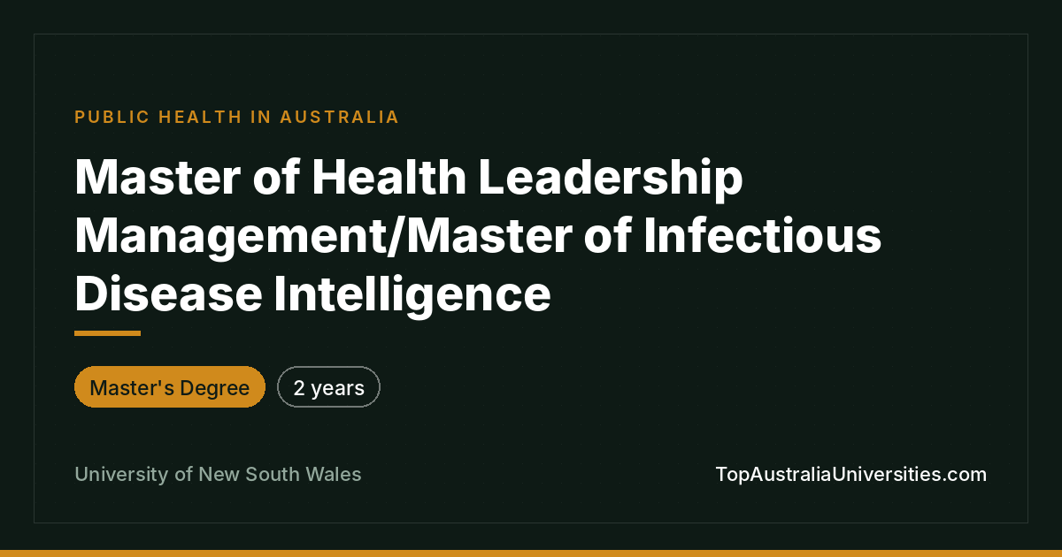 Master of Health Leadership & Infectious Disease | UNSW Sydn