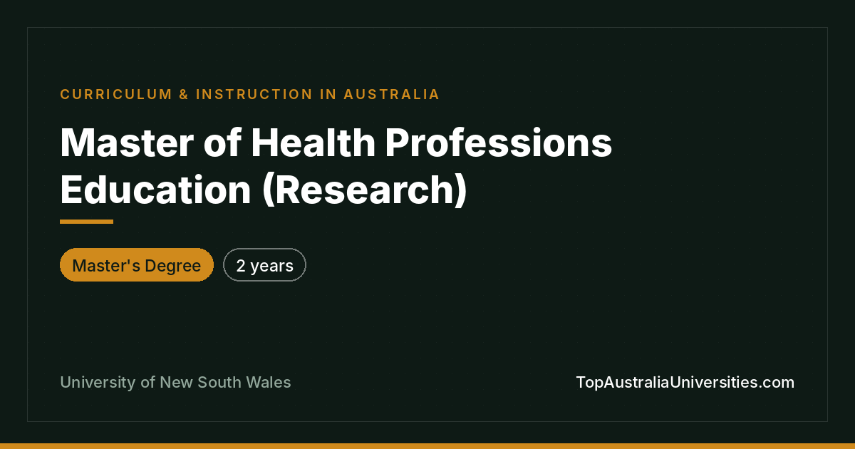 Master of Health Professions Education (Research) – UNSW