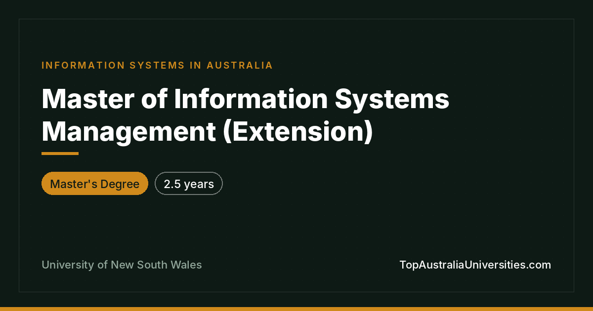 Master of Information Systems Management (Extension) | UNSW