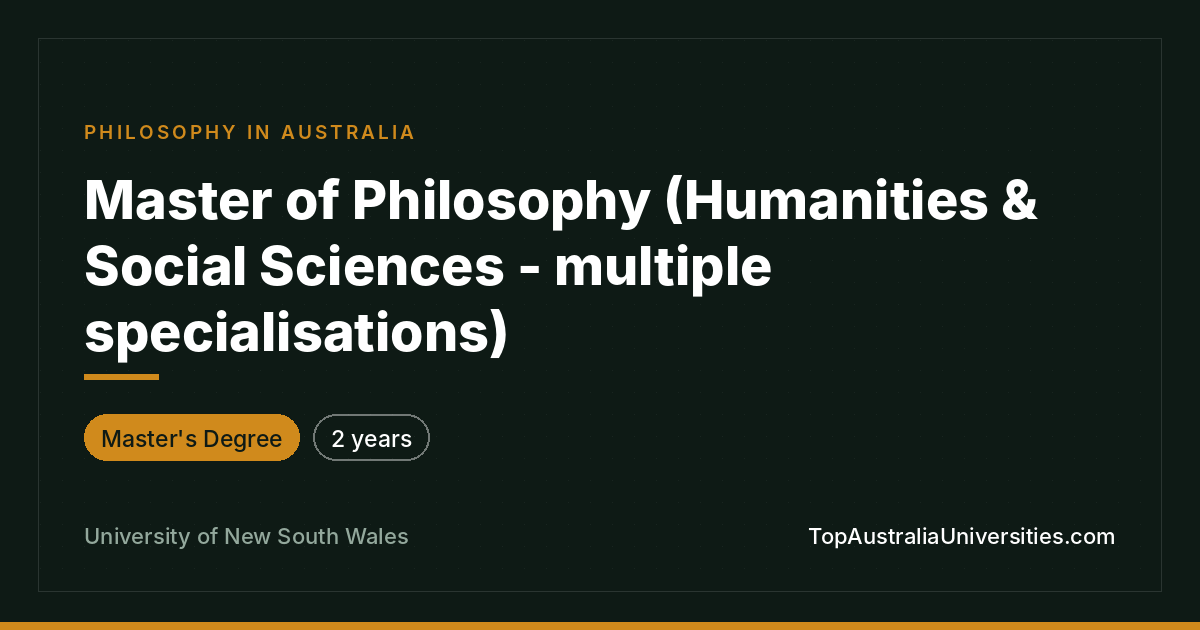 UNSW Master of Philosophy (Humanities & Social Sciences)