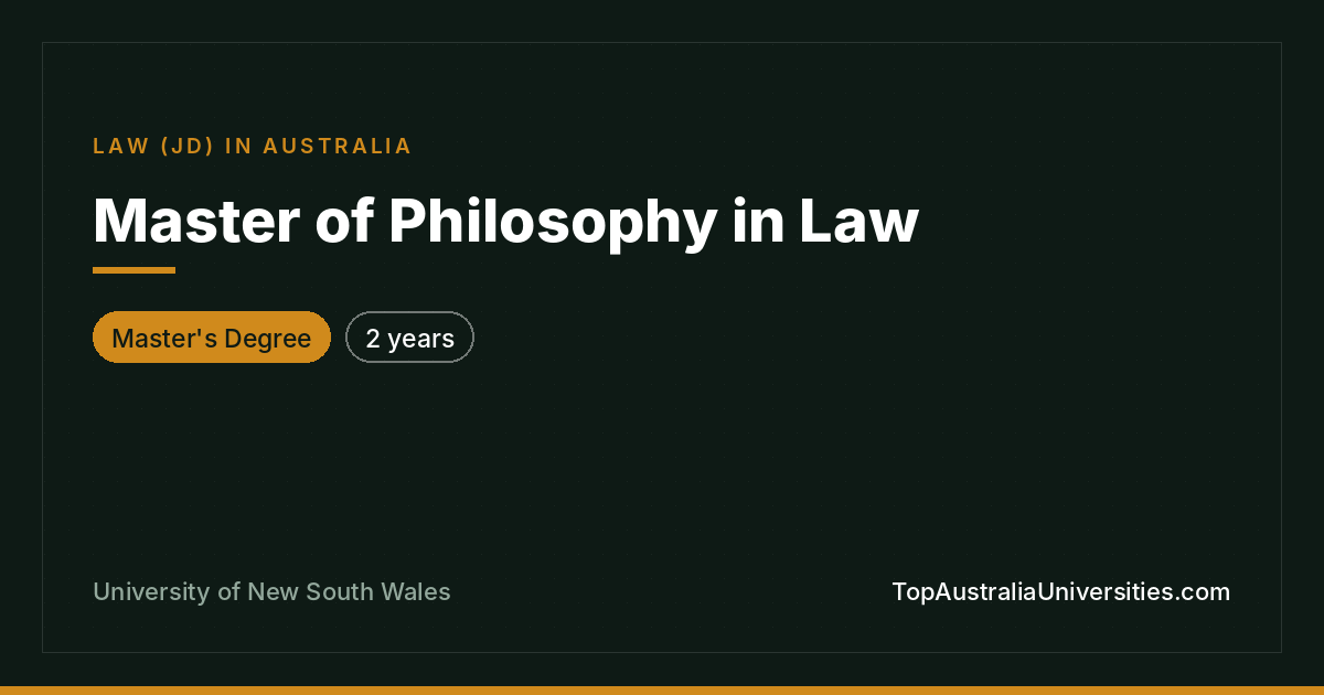 Master of Philosophy in Law – UNSW Sydney