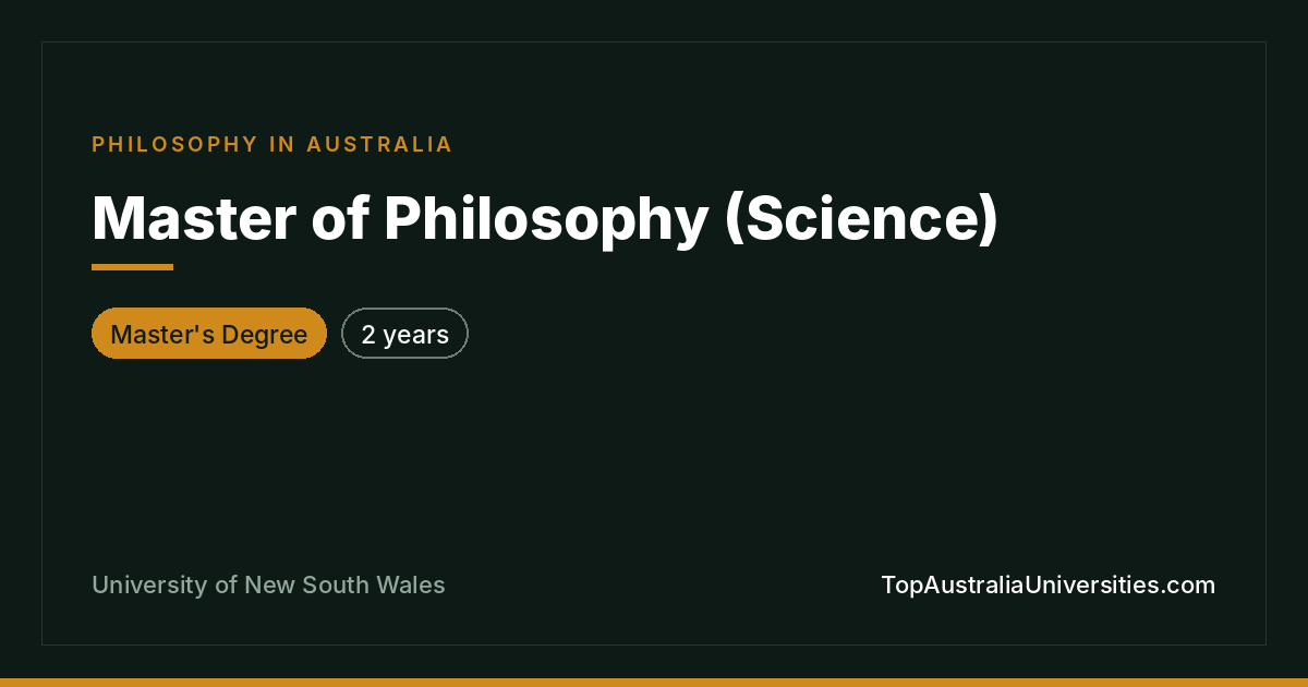 Master of Philosophy (Science) | UNSW Sydney