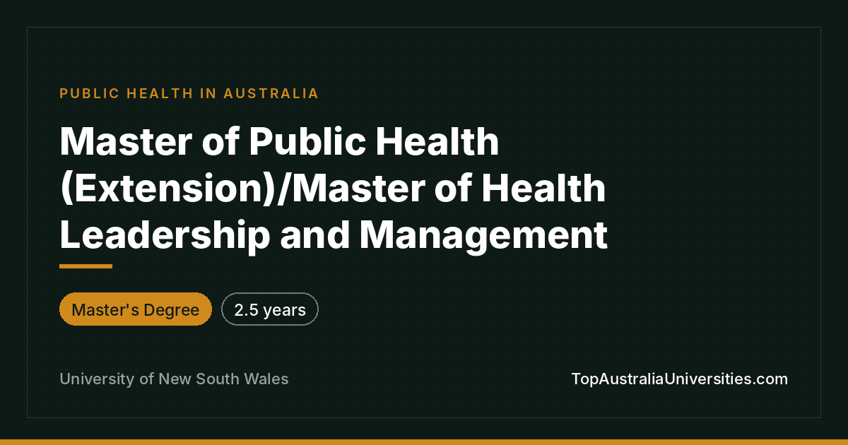Master of Public Health/Health Leadership at UNSW