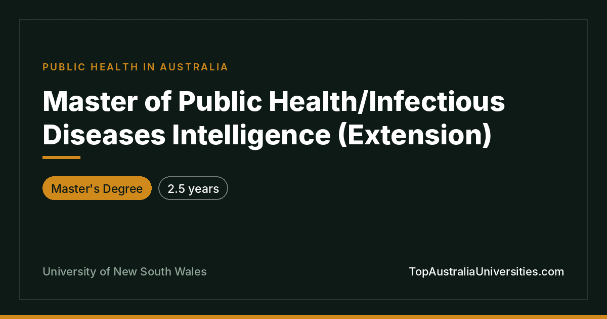 Master of Public Health/Infectious Diseases – UNSW