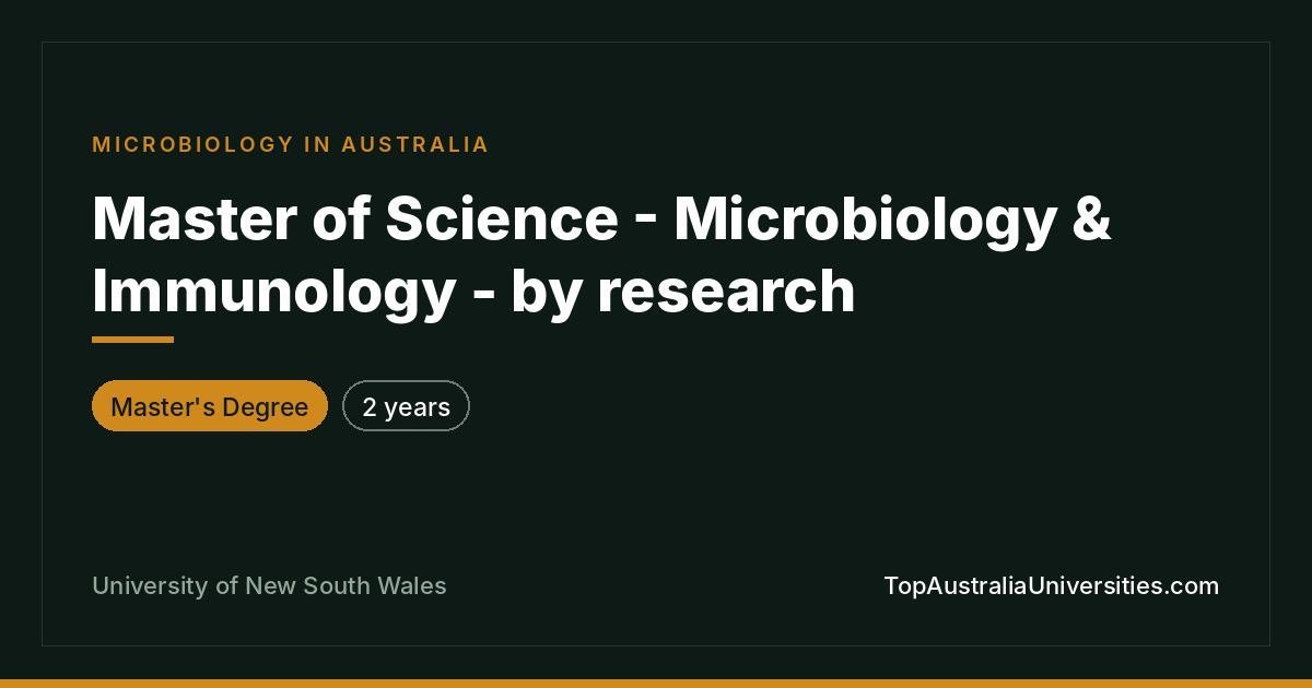 Master of Science (Research) in Microbiology & Immunology |